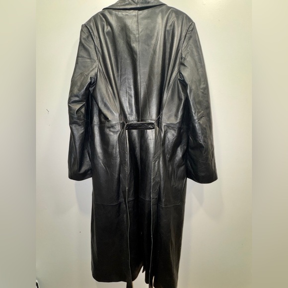 Luxury Genuine Leather Longline Coat Adjustable Tie Waist Unisex & Curvy Fit XXL - Picture 14 of 17